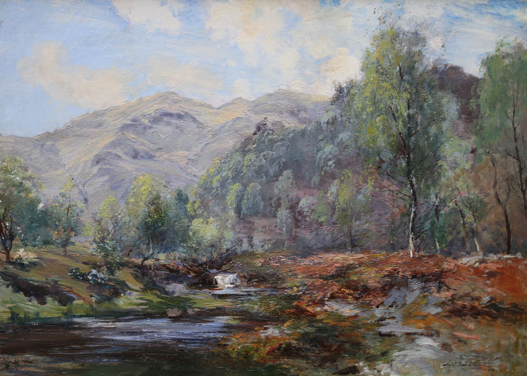 Moorland Stream Scottish  landscape by Archibald Kay Richard Taylor Fine Art