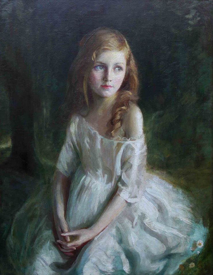 Charles Buchel - Girl in a white dress - Richard Taylor Fine Art