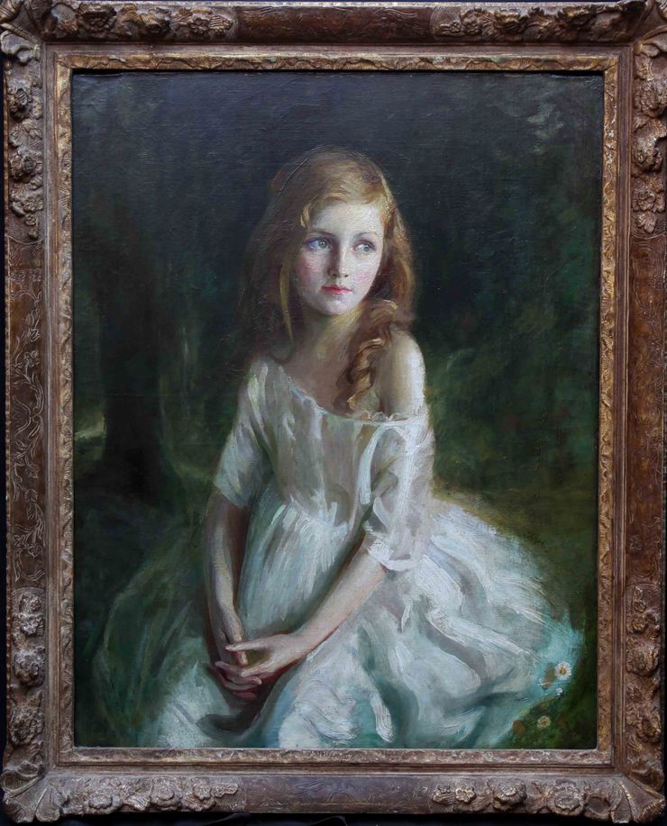 Charles Buchel - Girl in a white dress - Richard Taylor Fine Art framed