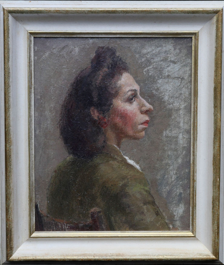 Portrait of a Lady in Green by Constance Anne Parker at Richard Taylor Fine Art