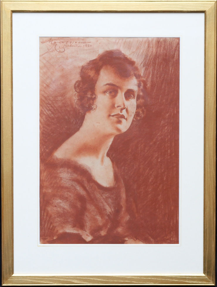 Roaring Twenties Chalk Portrait of a Lady by Count Mario Grixoni at Richard Taylor Fine Art