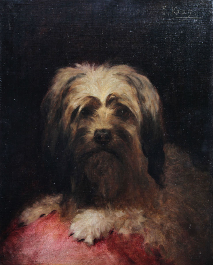 edouard krug - portrait of a terrier dog - richard tayl;or fine art