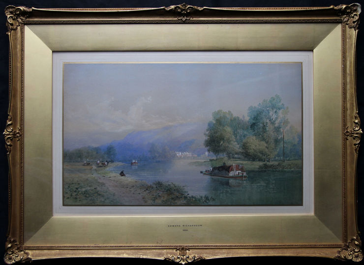 Swiss Rhine Landscape Victorian watercolour by Edward Richardson at Richard Taylor Fine Art