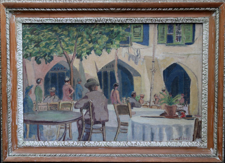 Cafe Porto Fino Italian Riviera by Forrest Hewit at Richard Taylor Fine Art