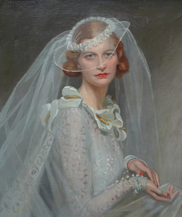 British 1930's Bride Portrait by Frank O'Salisbury Richard Taylor Fine Art