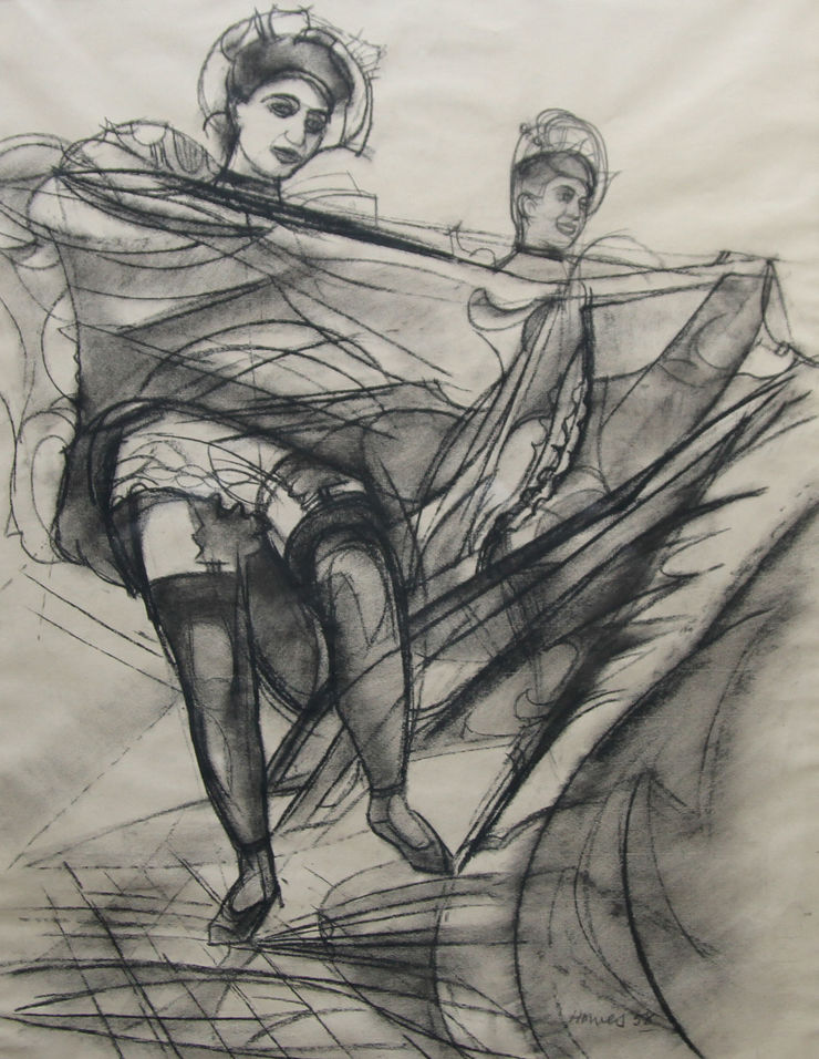 Can Can Dancers Impressionist drawing by Frank G Howes Richard Taylor Fine Art