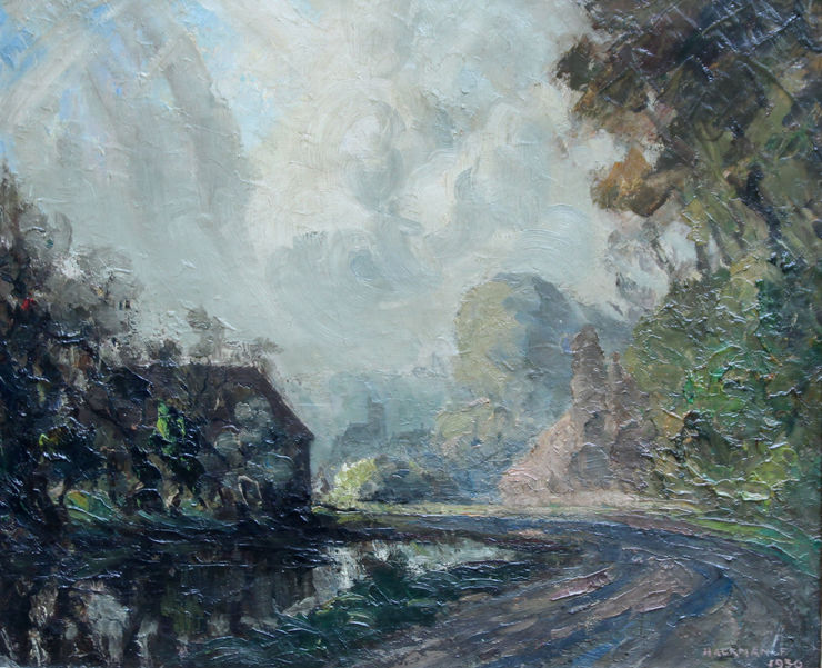 Village Pond  British Impressionist by Frederick James Hackman Richard Taylor Fine Art