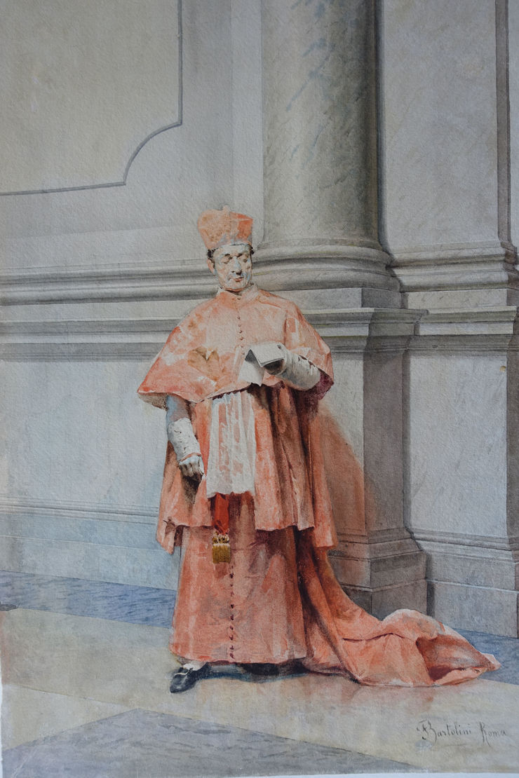 Catholic Cardinal Italian watercolour by Federico Bartolini Richard Taylor Fine Art