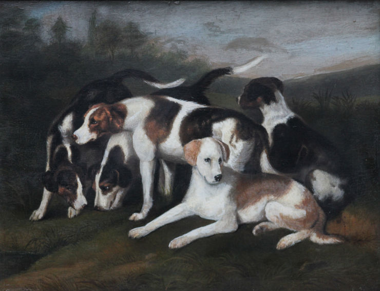 19thC Dog Painting by George Stubbs circle Richard Taylor Fine Art