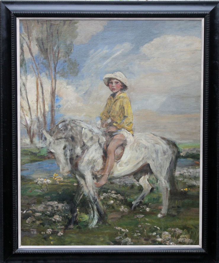 Portrait of Jeb Keigwin on Pony by James Jebusa Shannon at Richard Taylor Fine Art