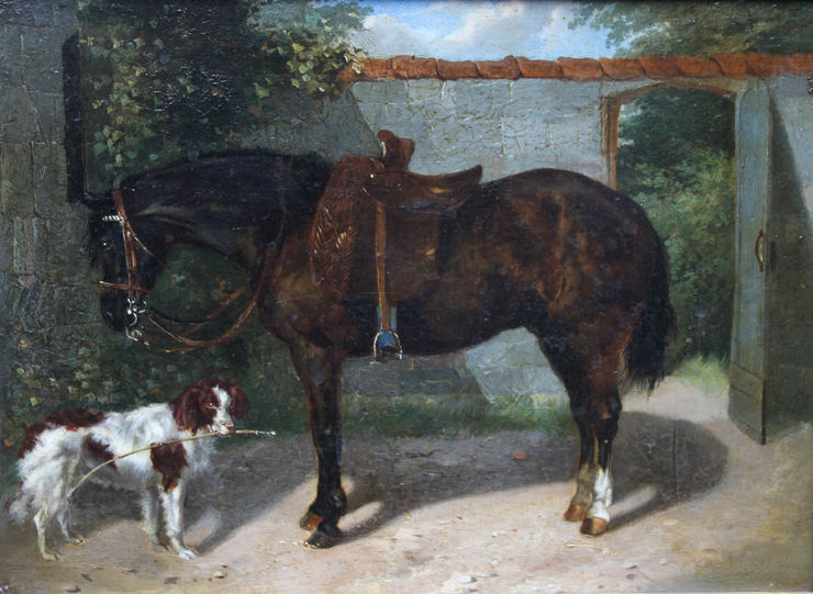 john frederick herring (circle) -horse and dog -richard taylor fine art
