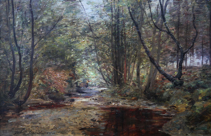 A Woodland Stream by John Henderson Richard Taylor Fine Art