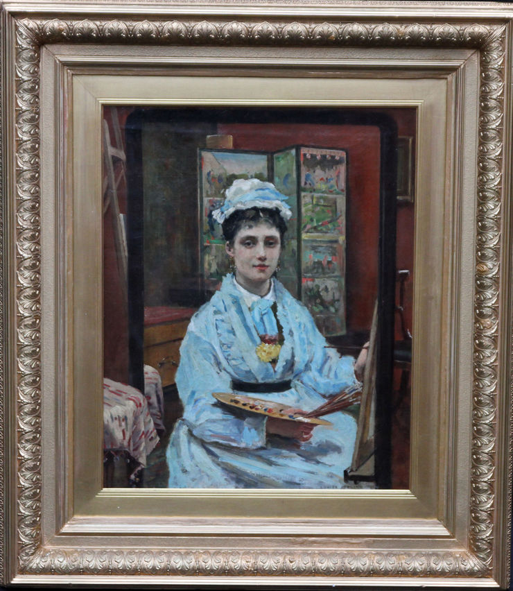 Victorian Self Portrait of Artist at Easel  Louise Jopling at Richard Taylor Fine Art