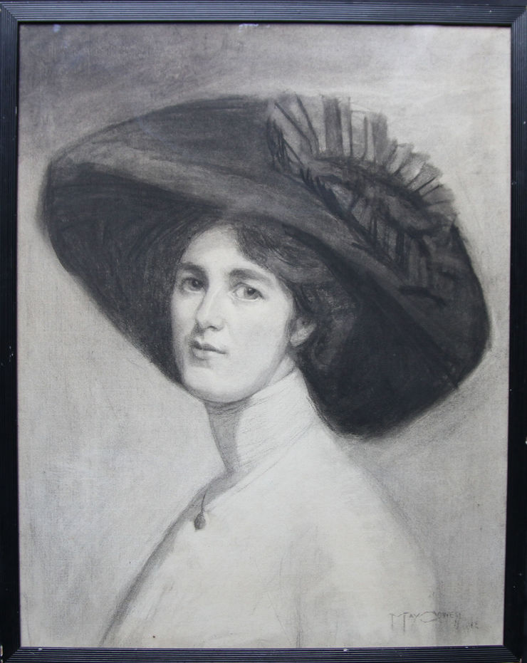 Portrait of Suffragette Decima Moore by Maria Cowell nee Sayer at Richard Taylor Fine Art