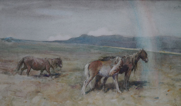 Rainbow Horses in Landscape by Nathaniel Hughes John Baird at Richard Taylor Fine Art