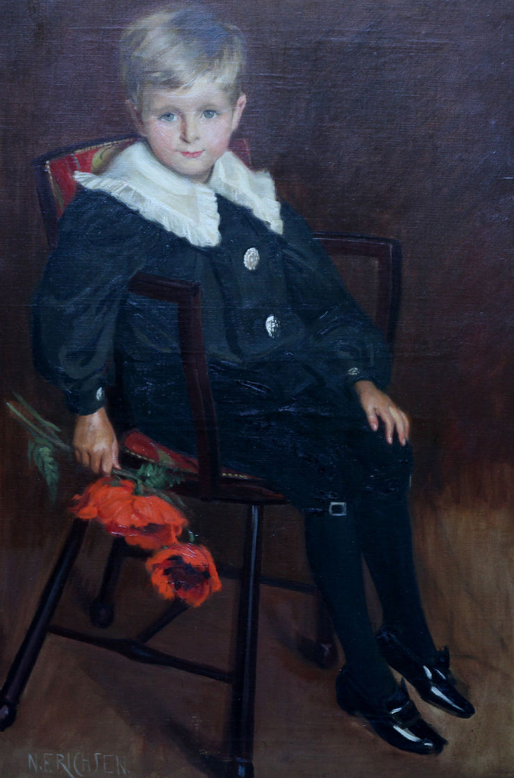The Poppies Victorian Portrait by Nelly Erichsen Richard Taylor Fine Art