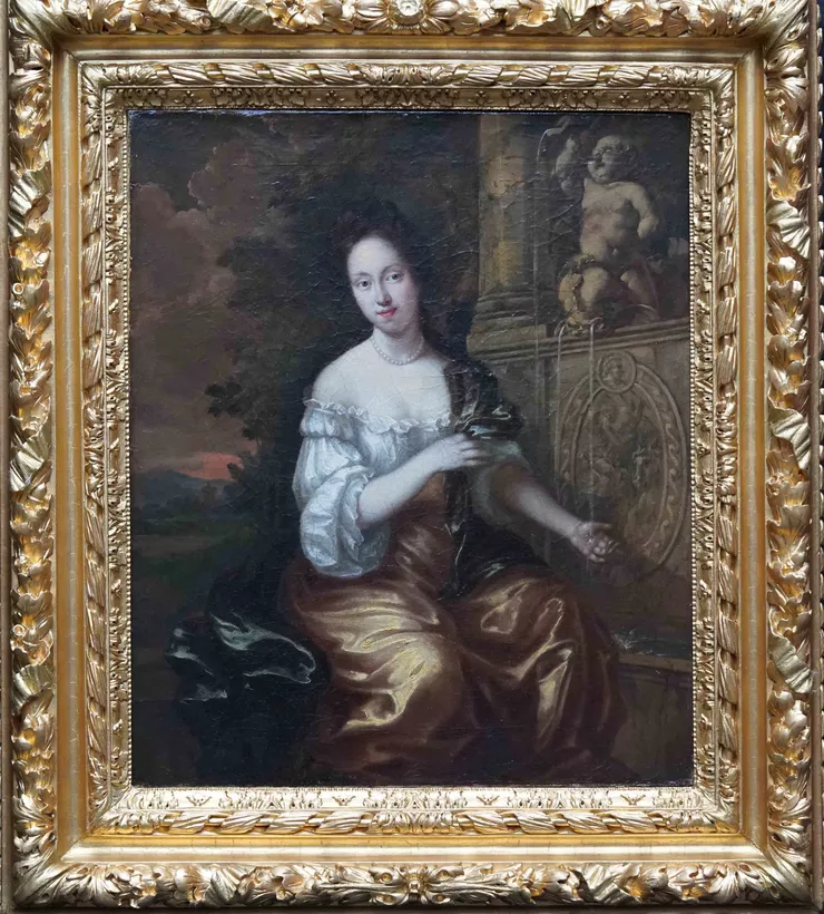 Dutch Portrait of a Lady in a Landscape by Nicolaes Maes at Richard Taylor Fine Art