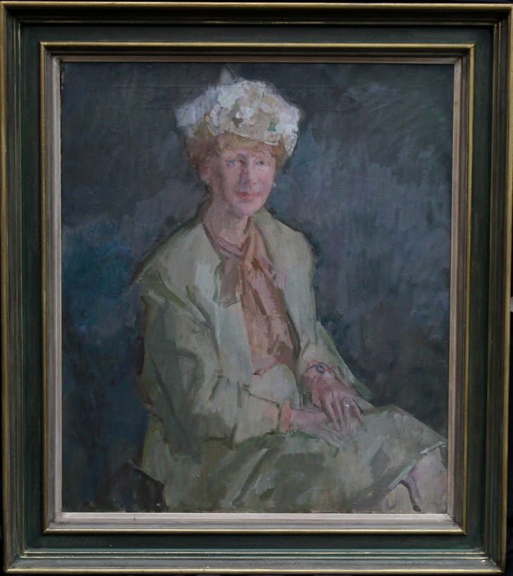Lady Priscilla Burton British Post Impressionist portrait by Peter Greenham at Richard Taylor Fine Art