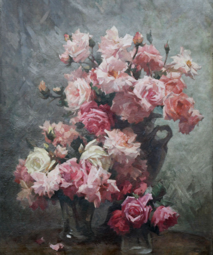 samuel melton fisher -british impressionist roses oil painting - richard taylor fine art