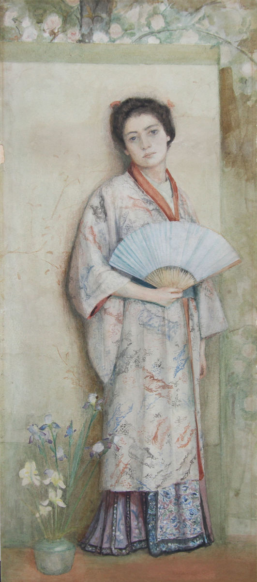 Pre-Raphaelite Watercolour of Japanese Lady by George Henry Richard Taylor Fine Art