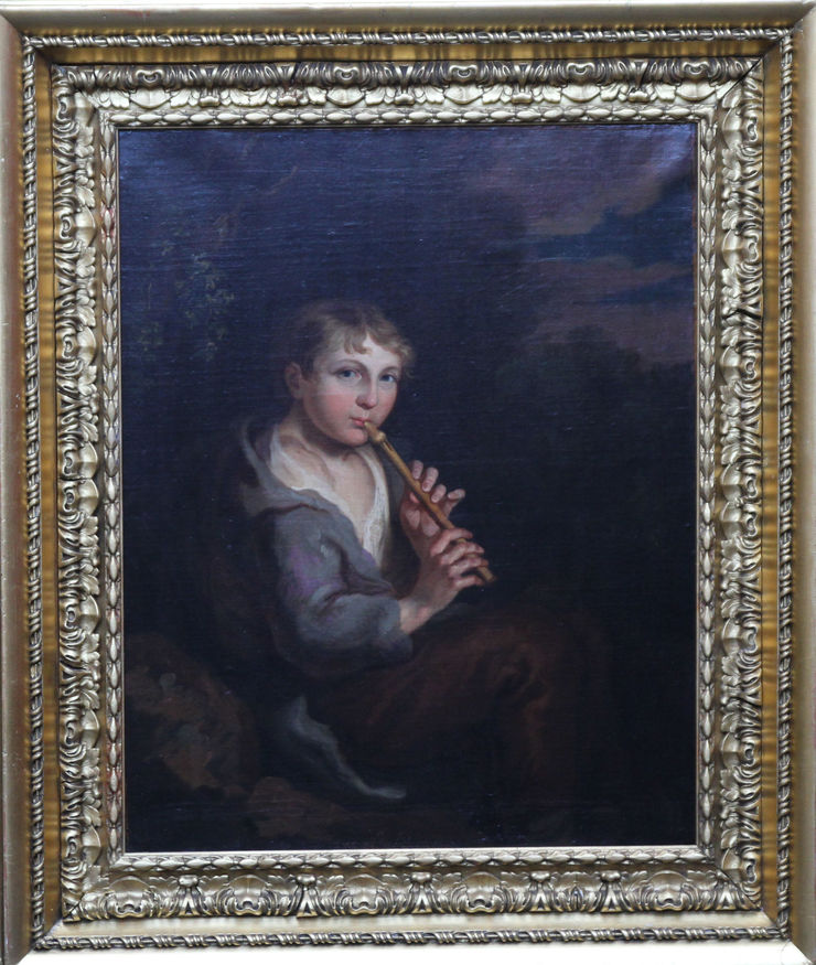 Thomas Barker of Bath Portrait of Boy Playing Flute. British Old Master oil painting Visit Richard Taylor Fine Art