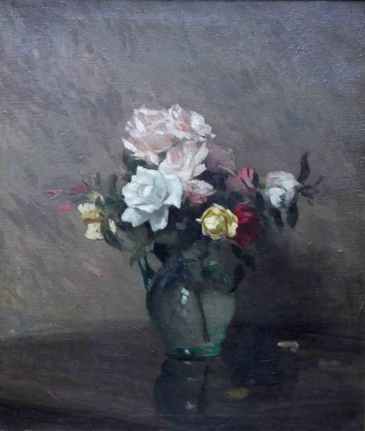 thomas binney gibbs - floral oil painting roses- richard taylor fine art