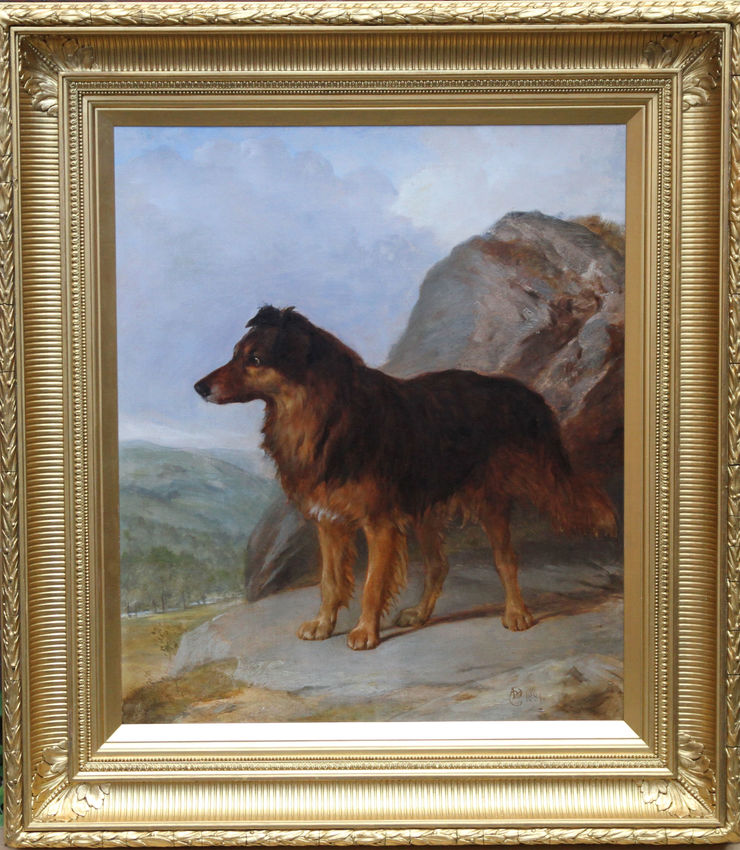Collie Dog Landscape Portrait signed by a Victorian artist at Richard Taylor Fine Art