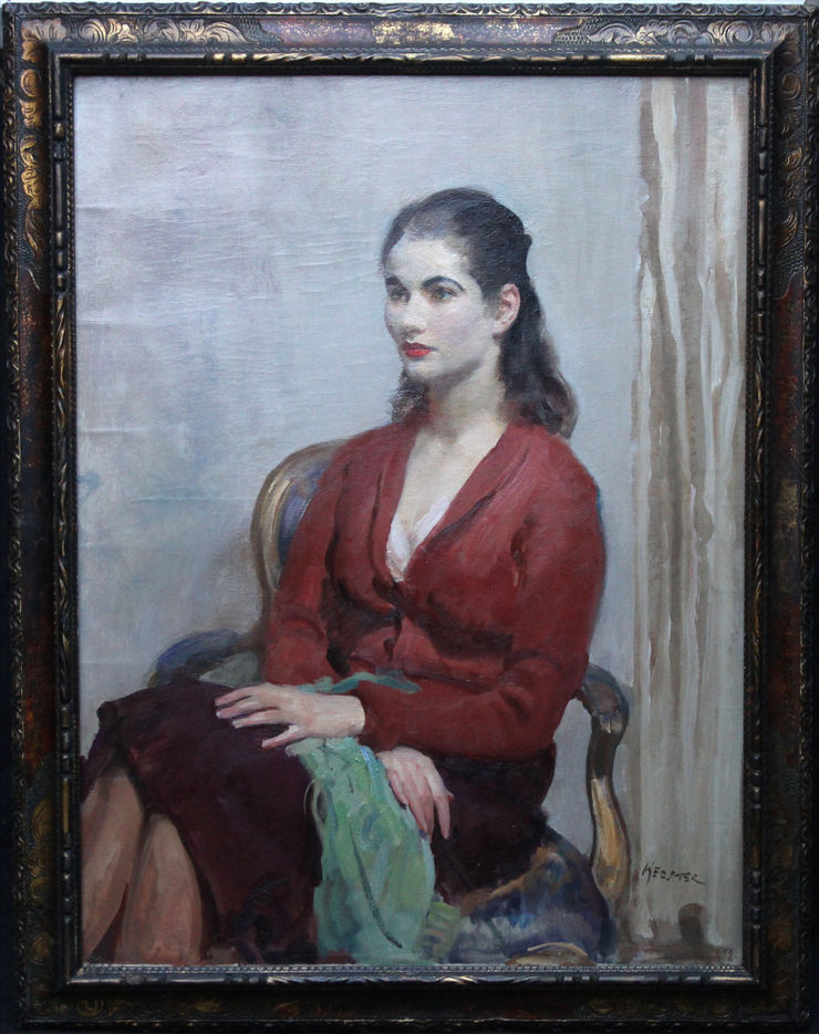 Portrait of Lady in Red by British Impressionist Walter Ernest Webster at Richard Taylor Fine Art