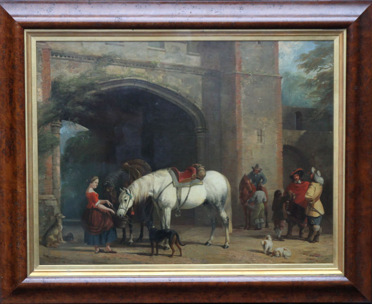 British Old Master Interior of a Courtyard by William Barraud at Richard Taylor Fine Art