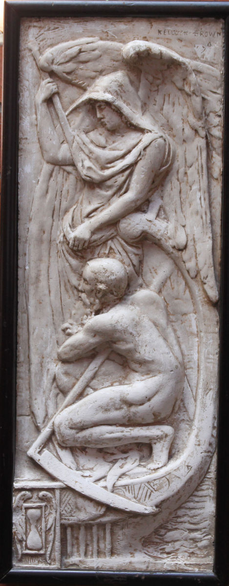 Winged Angel Victorian Scottish sculpture relief by William Kellock Brown at Richard Taylor Fine Art