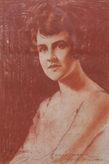 Sanguine Chalk Portrait of a Young Lady