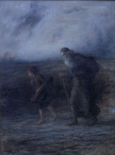 Old Man and Boy with Harp