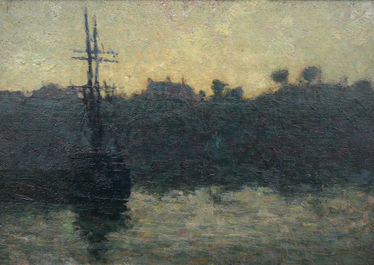 Rigged Sailing Vessel against a Quay - Evening Light