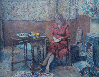 Portrait of a Lady Sewing in an Interior