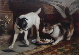 ../Victorian Portrait of a Cat and Dog by Carl Suhrlandt Richard Taylor Fine Art