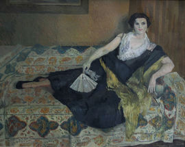 ../British Post Impressionist Female Portrait by  Caroline Hutchinson Richard Taylor Fine Art