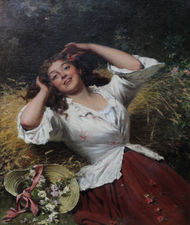 Edwin Robert - A Summer Beauty - Victorian Oil Painting -  Richard taylor Fine Art