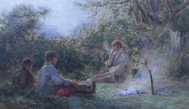 ../Gypsy Round a Camp Fire by Henry George Hine Richard Taylor Fine Art