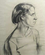 ../Profile Portrait of Young Woman Art Deco drawing by James Stroudley Richard Taylor Fine Art