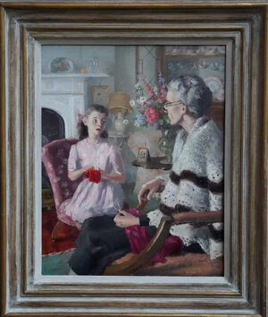 Anthony Devas - Knitting Lesson -  Richard Taylor Fine Art