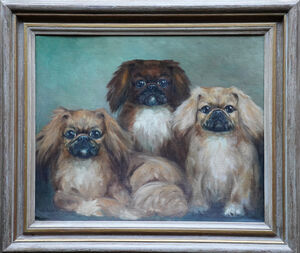 Hilda Walker - Three Pekingese Dogs -  Richard Taylor Fine Art 