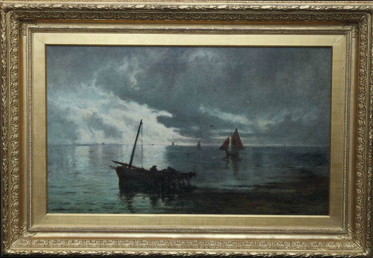 George Aikman  Unloading the Catch - Scottish Victorian Seascape available Richard Taylor Fine Art