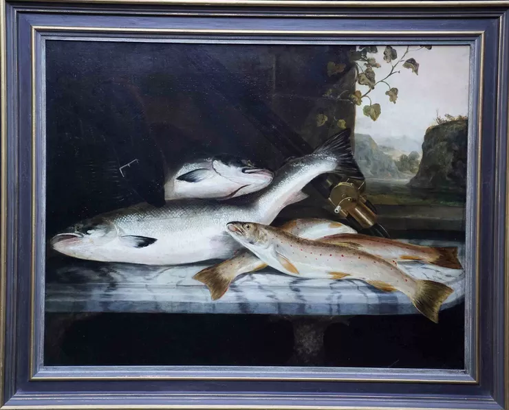British Angling Still Life of Fish by Roland Knight at Richard Taylor Fine Art