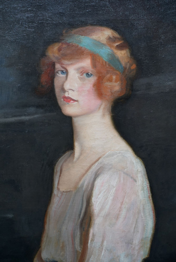 Scottish Art Twenties Female Portrait by Harrington Mann  Richard Taylor Fine Art
