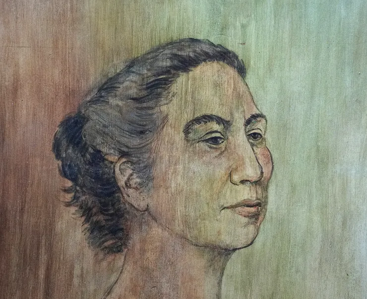 Welsh 1955 Post Impressionist Portrait of Tana Sayers by Glyn Morgan at Richard Taylor Fine Art