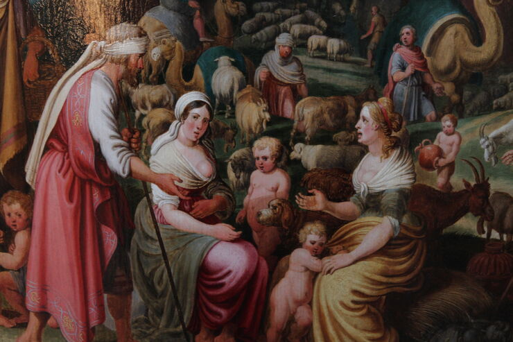 Laban Demanding the Return of Teraphim from Rachel by Willem van Nieulandt at Richard Taylor Fine Art