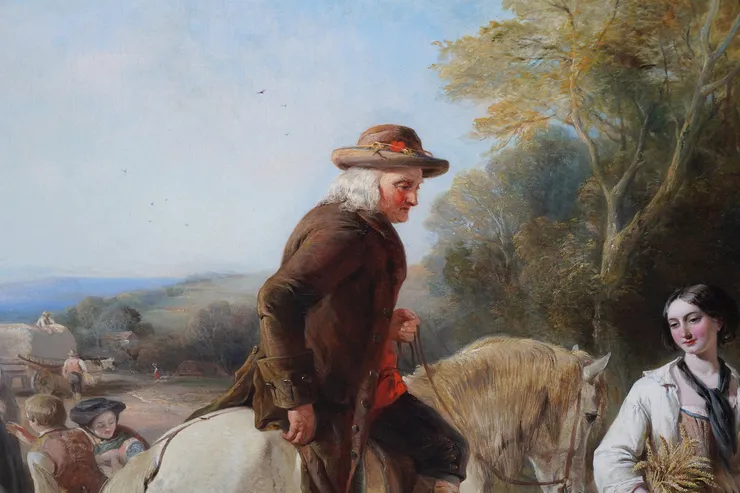 British 19th century Harvest Scene by Thomas Falcon Marshall at Richard Taylor Fine Art