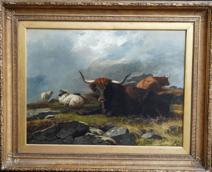 Scottish Highland Cattle in a Landscape by Alfred Grey at Richard Taylor Fine Art