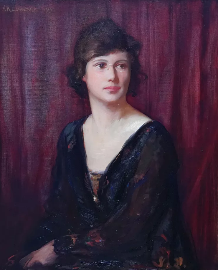 British 1919 Portrait of a Lady by Alfred Kingsley Lawrence Richard Taylor Fine Art