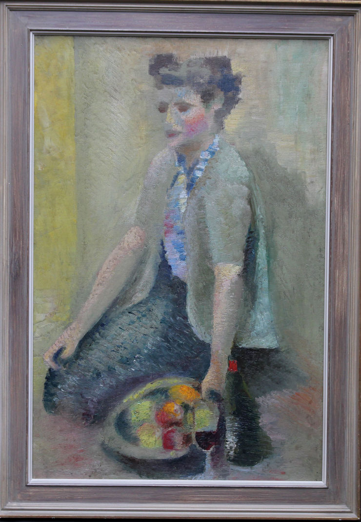 Post Impressionist Girl with Apples by Alfred Lomnitz at Richard Taylor Fine Art